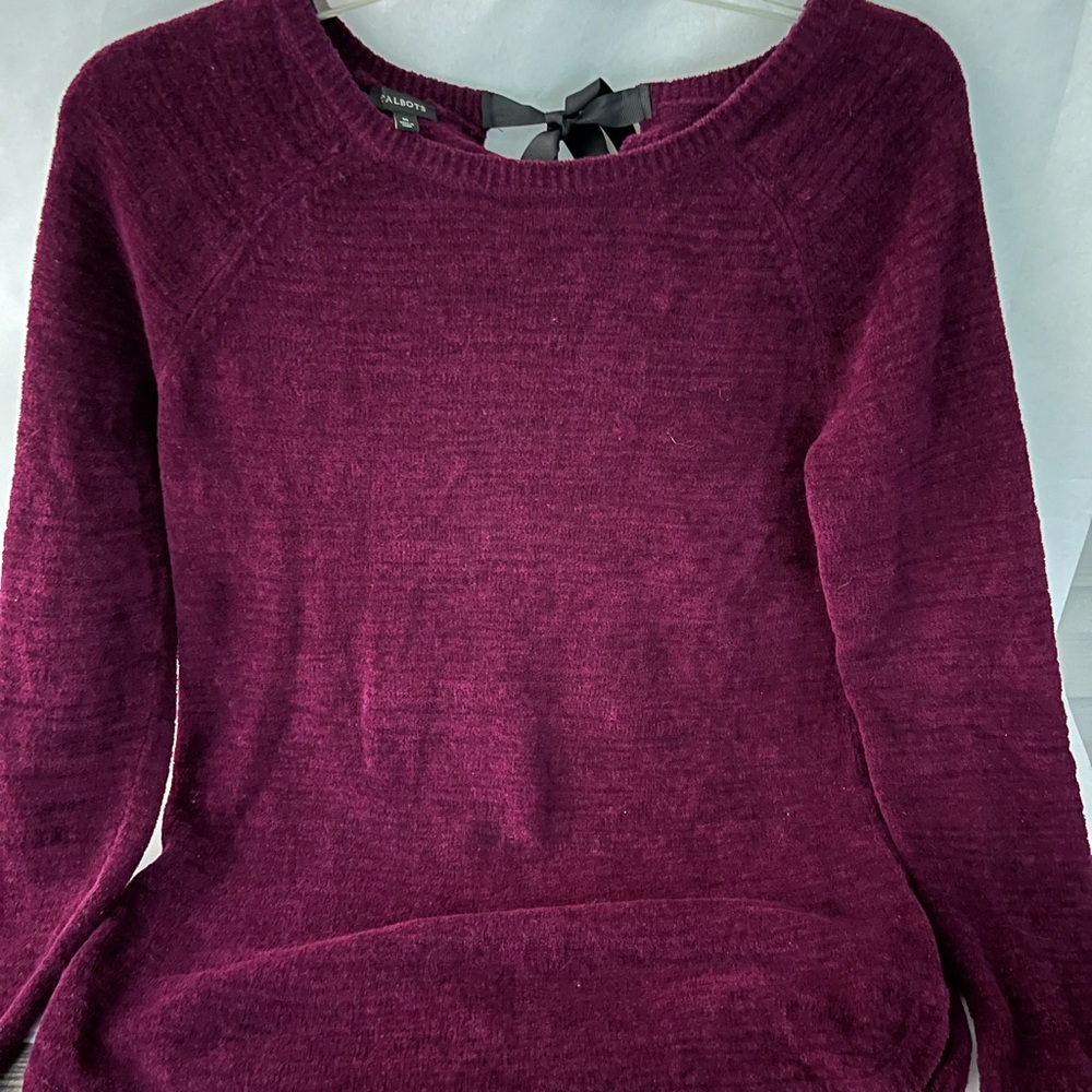 Talbots Women’s Crewneck Chenille Purple Sweater Size M